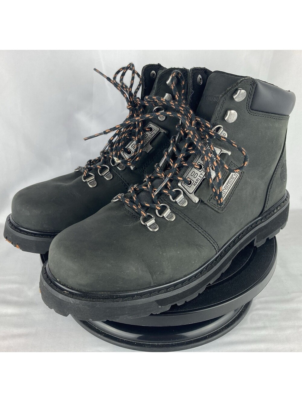 Men’s 9.5 Harley Davidson D93434 Leather Black Ankle Hiking Motorcycle Boots